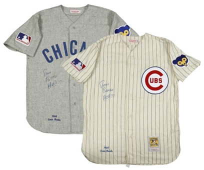 Pair of Ernie Banks Signed and Inscribed Chicago Cubs Mitchell & Ness Jerseys